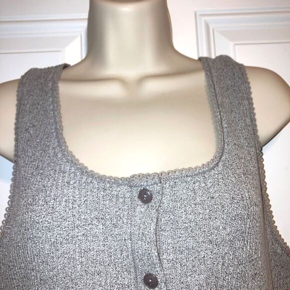 FREE PEOPLE Intimately Most Wanted Racerback Button Down Tank Grey Womens Large - Picture 5 of 12